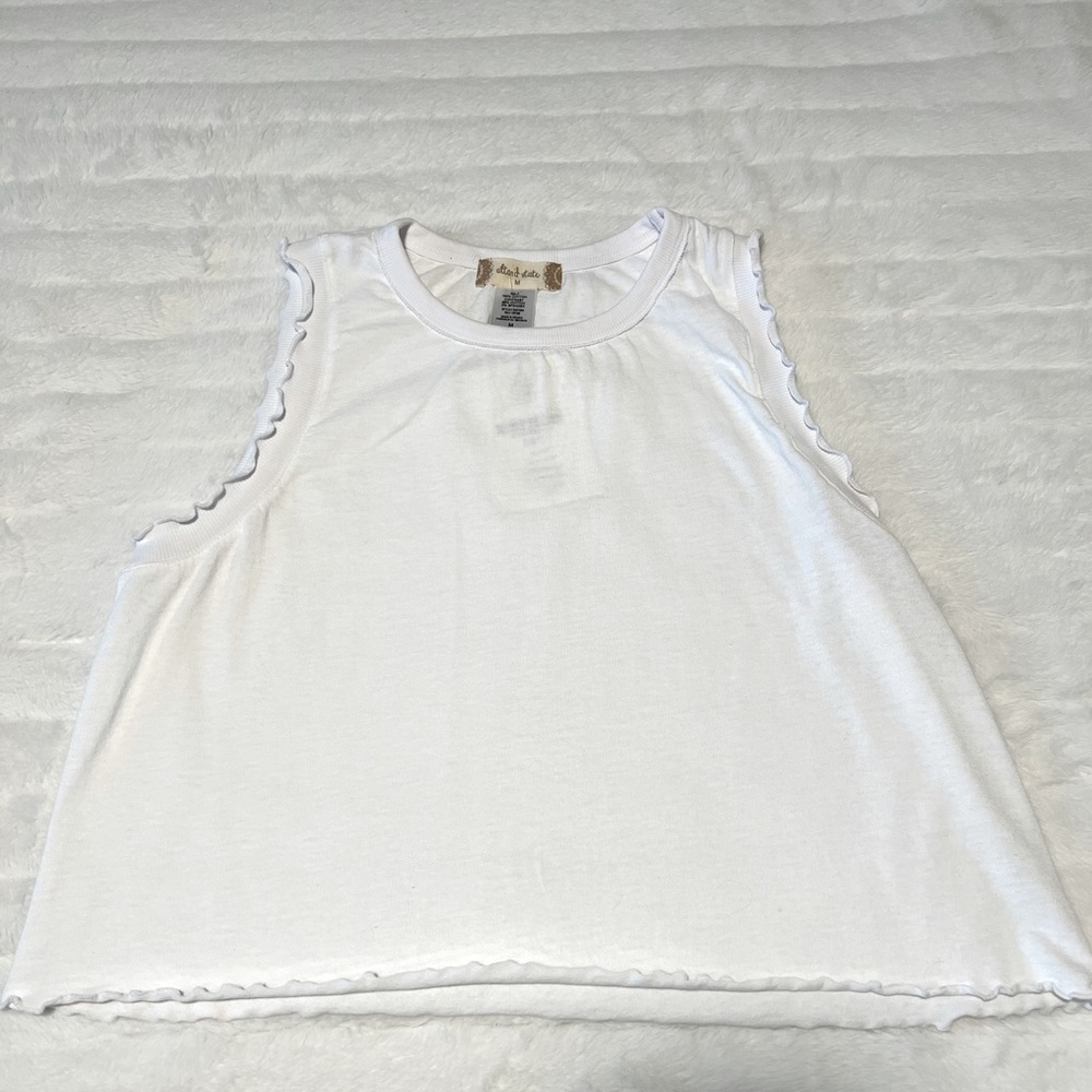NWT White Ruffled edge tank top